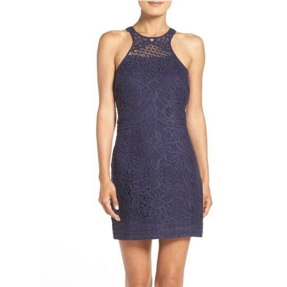 Lilly Pulitzer Navy Jamie Shift Dress Crochet Small